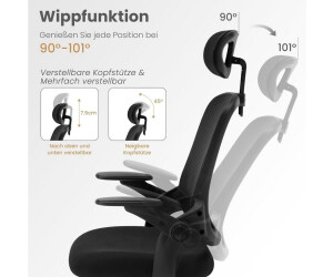 ML-Design Bürostuhl ergonomisch, Grau, aus Mesh, mit verstellbarer Kopfstütze