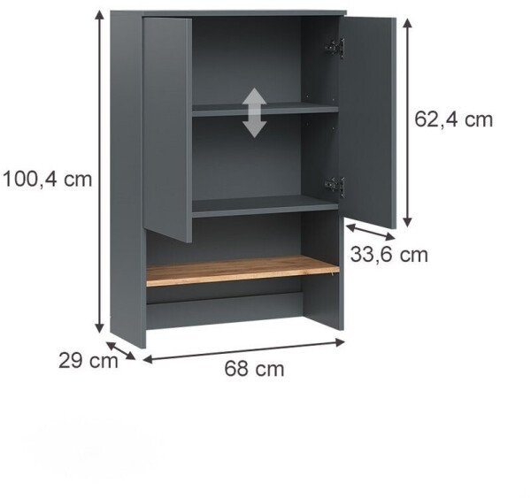 VICCO Viktor Waschmaschinenschrank anthrazit/goldkraft Eiche, 68x100,4cm (55160), Bild 3