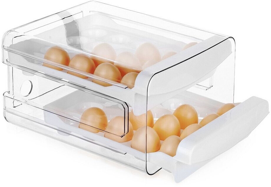 POPETPOP Eierbehälter Groß – Stapelbarer Kühlschrank-Organizer Mit Deckel, PP, Rutschfest – Fassungsvermögen Für Viele Eier, Platzsparend &