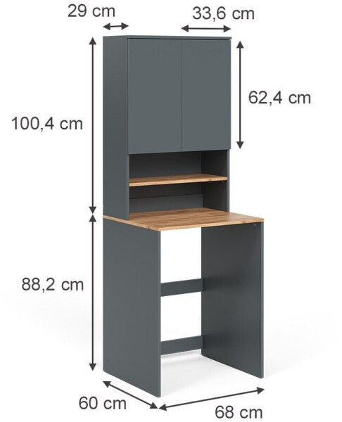 VICCO Viktor Waschmaschinenschrank Anthrazit/Eiche 68x88,2cm (56187), Bild 3