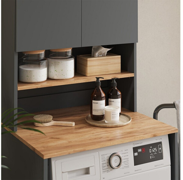 VICCO Viktor Waschmaschinenschrank Anthrazit/Eiche 68x88,2cm (56187), Bild 4
