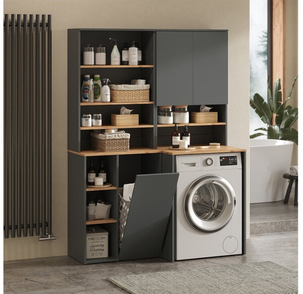 VICCO Viktor Waschmaschinenschrank Anthrazit/Eiche 68x88,2cm (56187), Bild 6