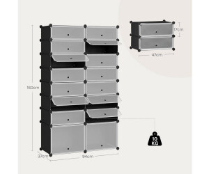 Woltu Schuhschrank 16 Fächer für 32 Paar, schwarz/weiß (W0ITT5750) ab 32,29 € (Oktober 2026)