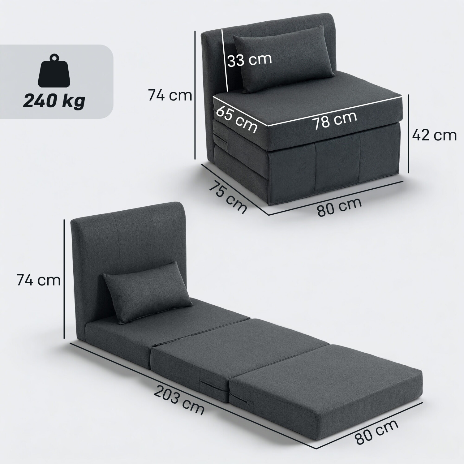 HomCom Bodensessel 2-in-1 klappbar, Kordoptik, dunkelgrau (83B-076V00CG) ab 101,90 € (Oktober 2026)