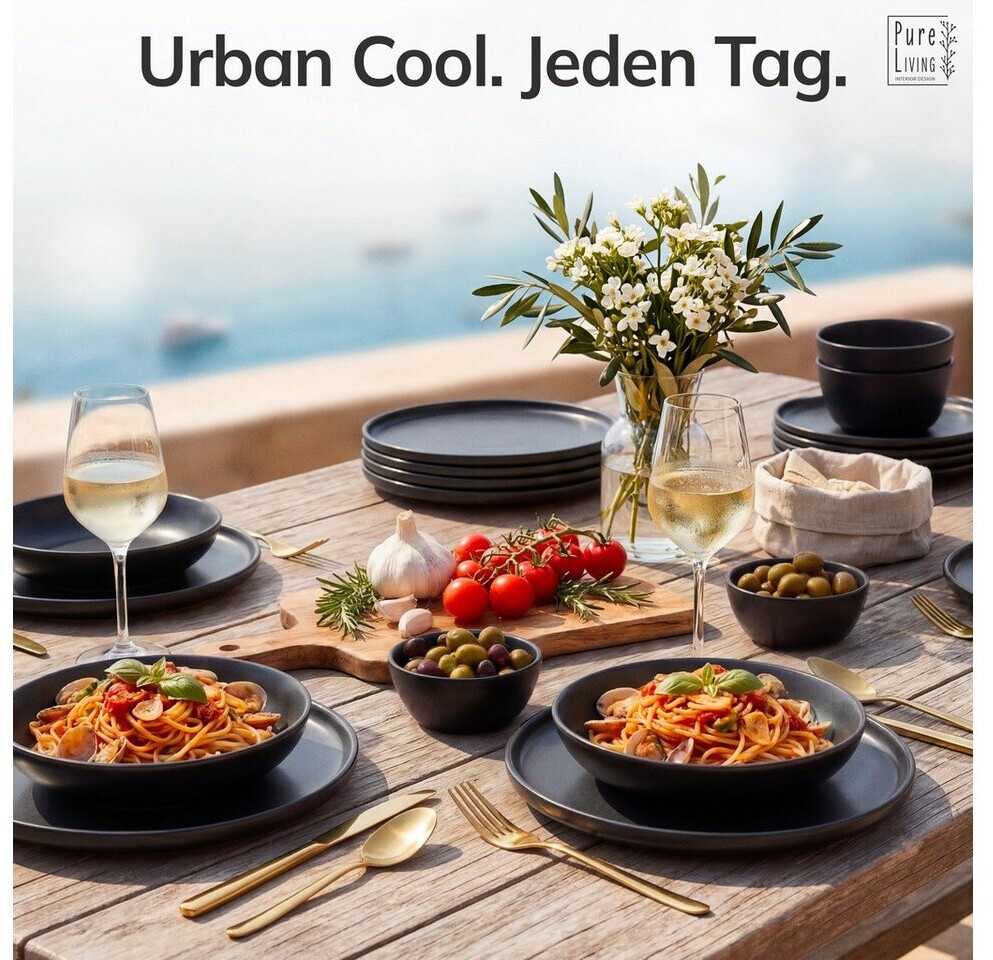 Pure Living Manhattan Frühstücksteller 6er-Set, Steingut, matt schwarz ab 39,95 € (Oktober 2026)