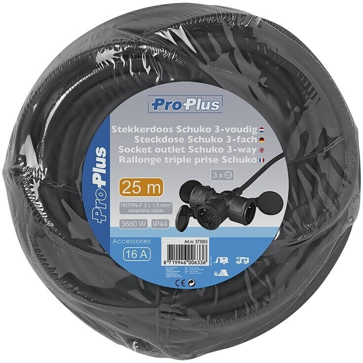ShopVG Aufputz-Steckdose 3-fach Mit 1,5m Kabel 3x1,5mm – Schuko, Für Werkstatt & Keller
