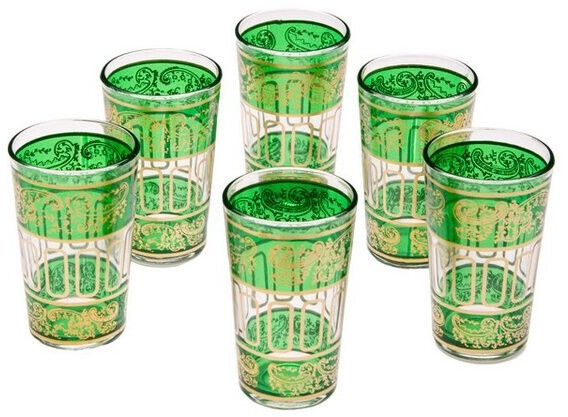 Marrakesch Orient & Mediterran Interior Marokkanisches Teeglas-Set 6-teilig, gold-grün, handgemacht (tg099) ab 15,22 € (Oktober 2026)