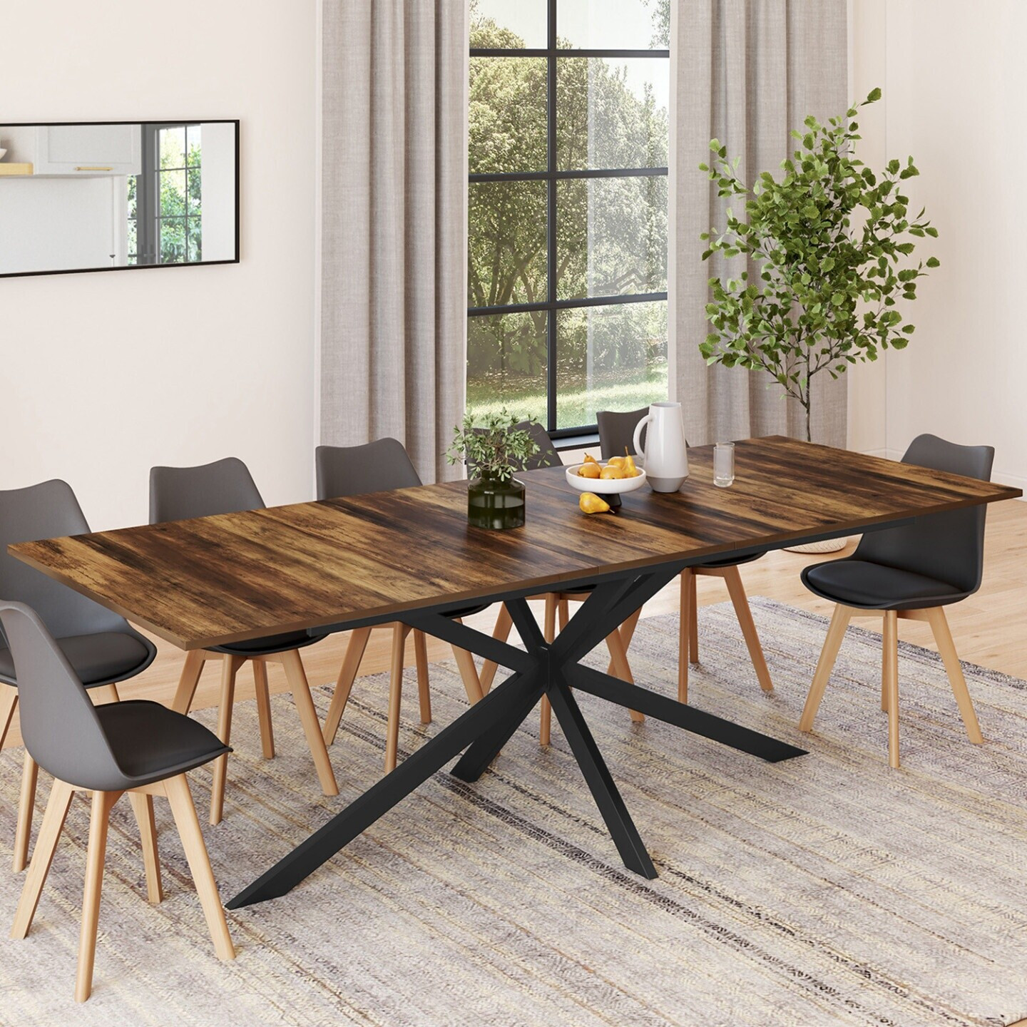 IDMarket Alix ausziehbarer Esstisch, 200-240cm, 10-12 Personen, dunkles Holz/schwarz (12205) ab 119,99 € (Oktober 2026)