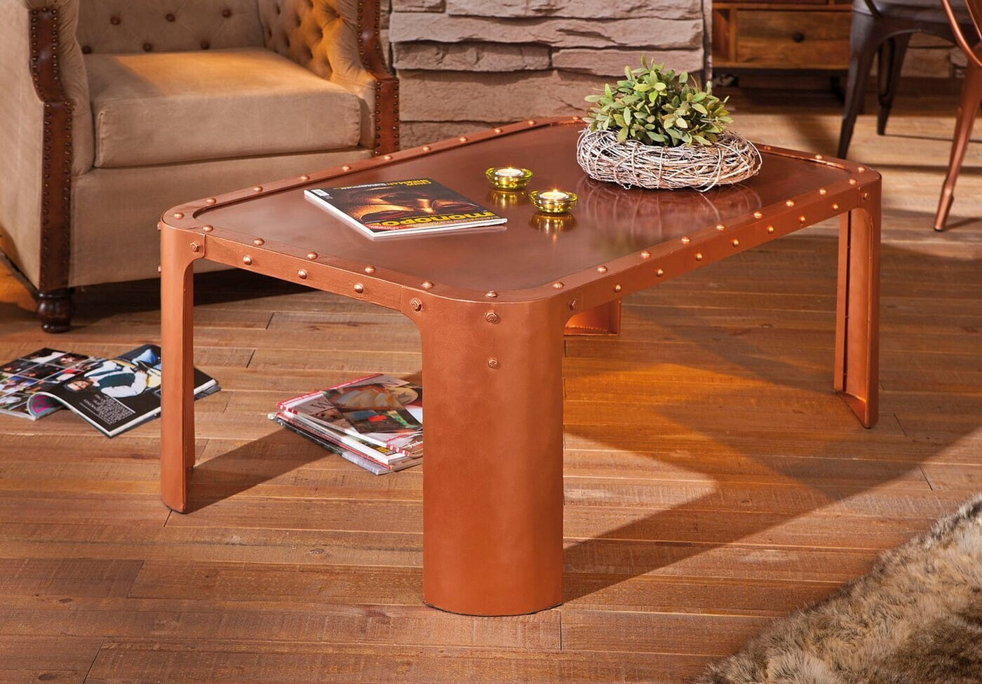 Möbel Boss Gormur Couchtisch Metall kupfer 110x45x70cm ab 150,00 € (Oktober 2026)