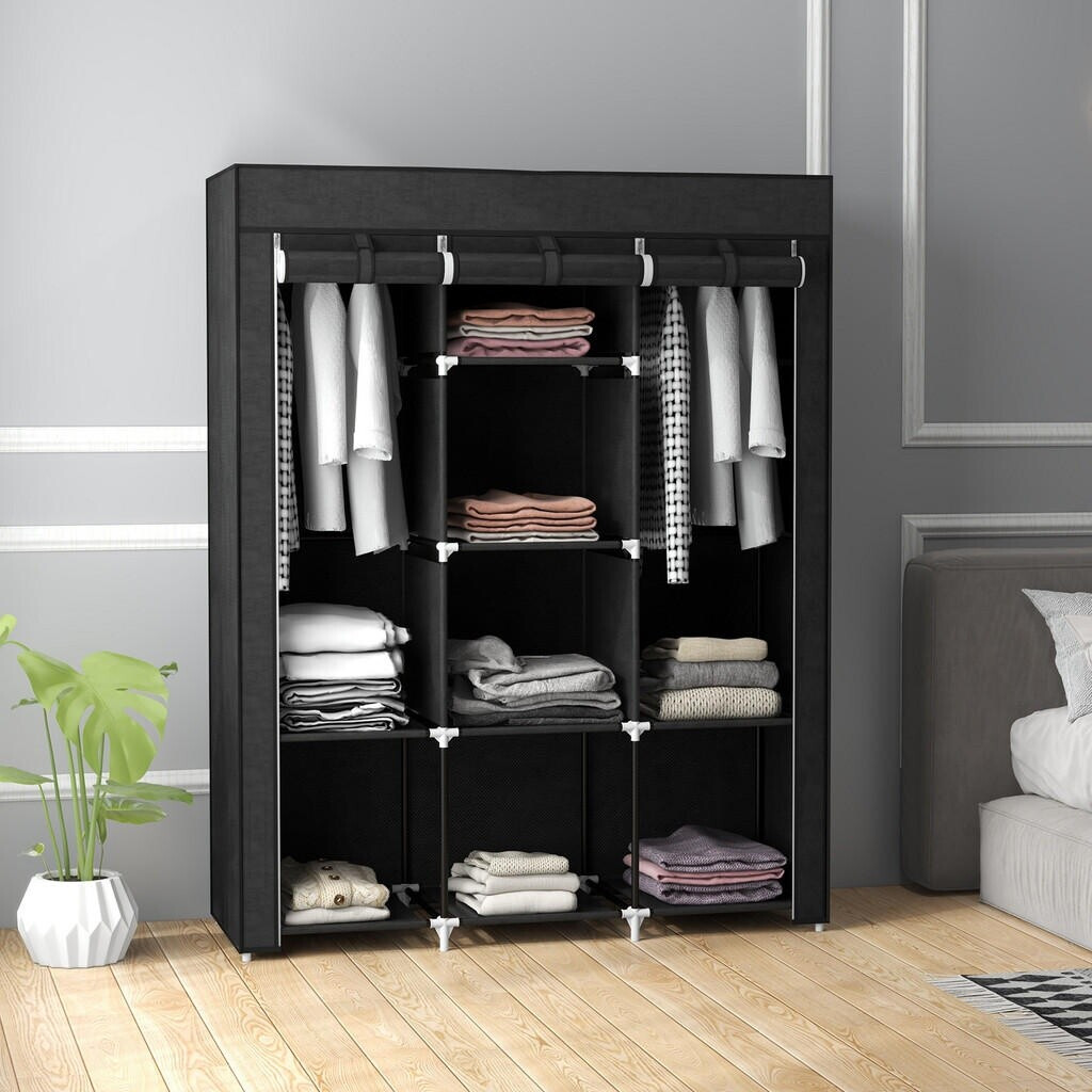 HomCom Faltschrank mit Kleiderstangen, 8 Ebenen, schwarz, 43x125x162,5cm ab 23,87 € (Oktober 2026)