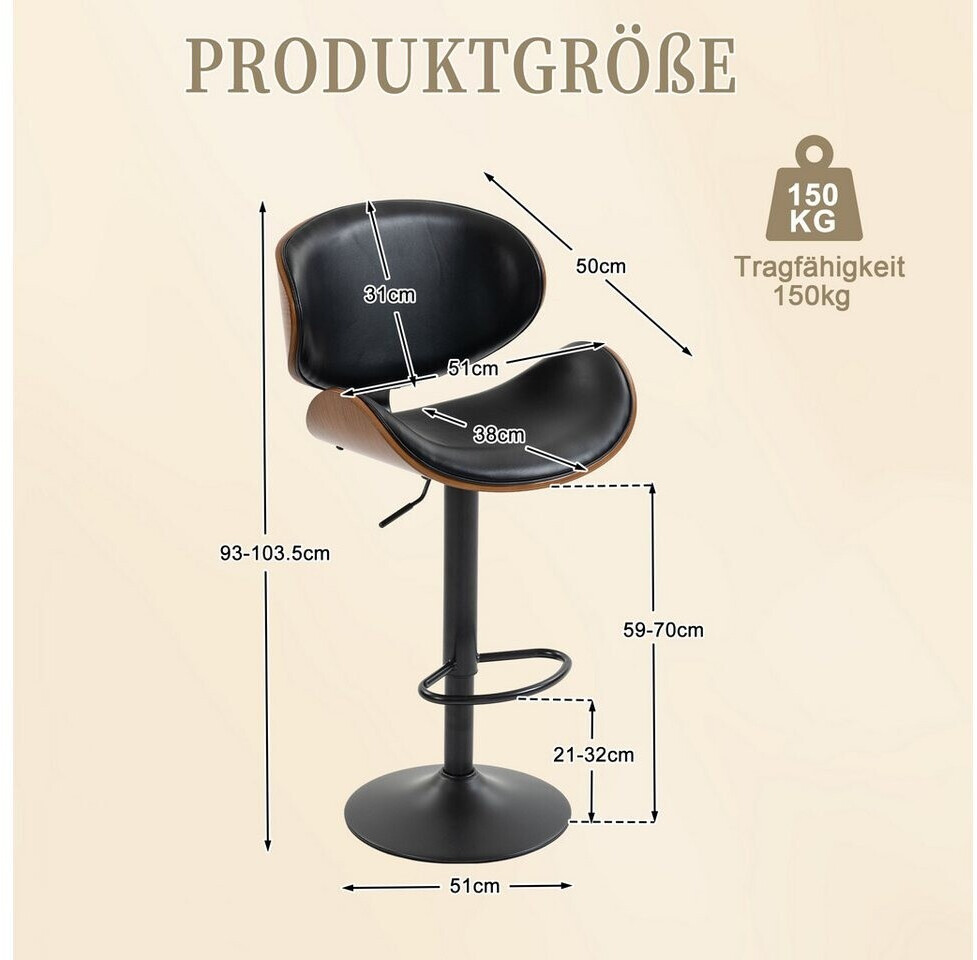 Barhocker Alisson Höhenverstellbar Thekenhocker 360 Grad Drehbar Kunstleder Barhocker Alisson Höhenverstellbar Thekenhocker 360 Grad Drehbar Kunstleder