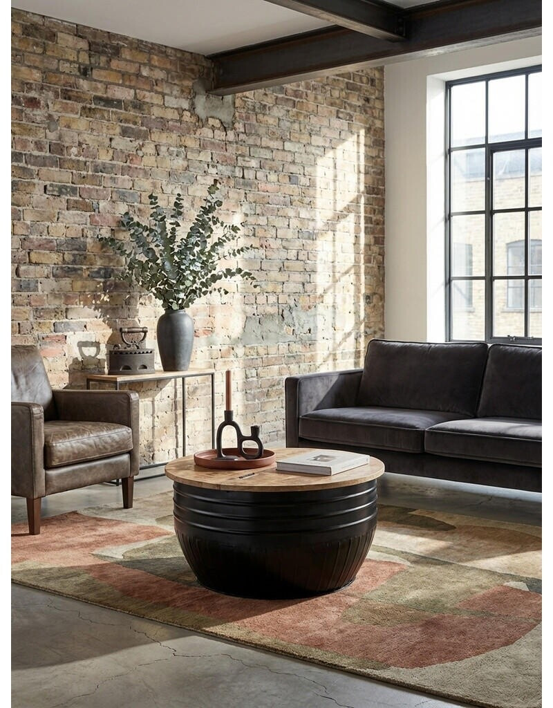 KADIMA DESIGN Couchtisch Industrial Mangoholz mit Stauraum, rund, 60x41cm ab 169,95 € (Oktober 2026)