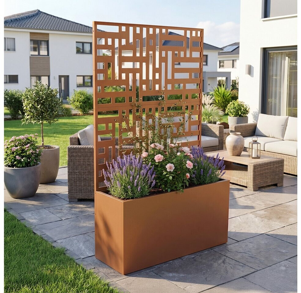 casa.pro Bernalda Sichtschutz mit Blumenkasten, Stahl, braun, 146x83x31cm ab 170,99 € (Oktober 2026)