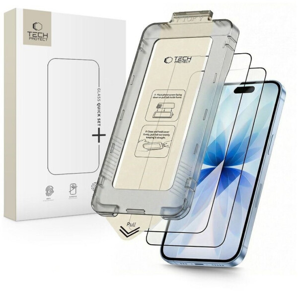 Tech-Protect Quick Set+ Panzerglas für iPhone 17, schwarz, 2er-Pack, Bild 2