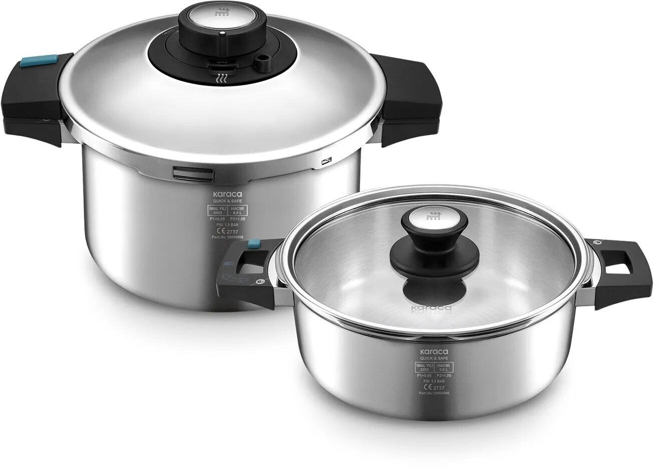 Karaca Quick & Safe Schnellkochtopf-Set 6+8 l Edelstahl Induktion 4-teilig ab 165,56 € (Oktober 2026)
