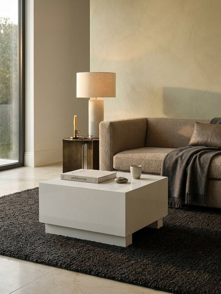 KADIMA DESIGN MONOBLOC Couchtisch quadratisch, weiß hochglanz, 60x60x35cm ab 174,95 € (Oktober 2026)