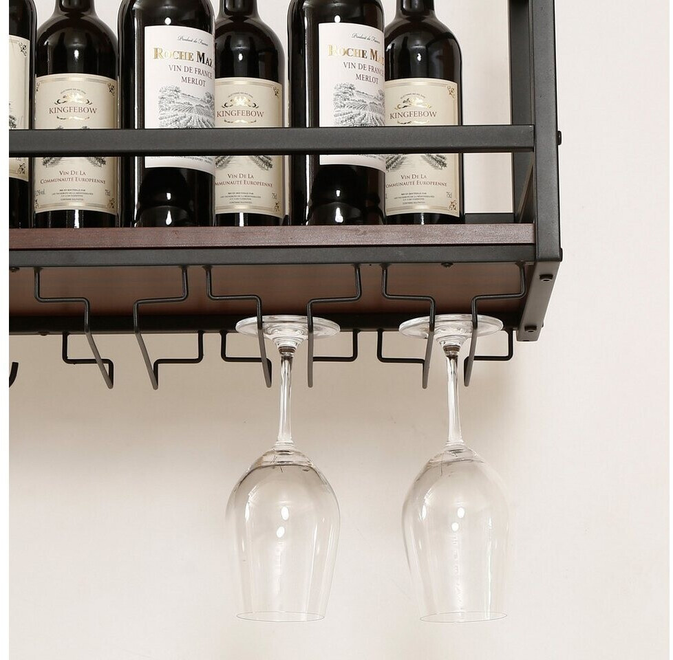 en.casa Weinregal Borejle mit Glashalterung 120x30x65cm schwarz/Walnussoptik ab 57,99 € (Oktober 2026)