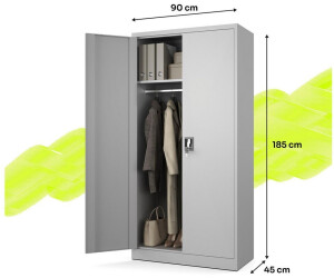 Muralo Mehrzweckschrank mit Kleiderstange, Metall, hellgrau, 90x45x185cm ab 199,99 € (Oktober 2026)