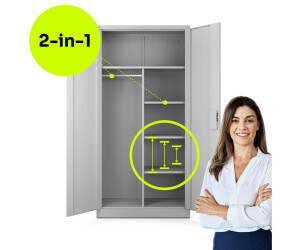 Muralo Mehrzweckschrank mit Kleiderstange, Metall, hellgrau, 90x45x185cm ab 199,99 € (Oktober 2026)