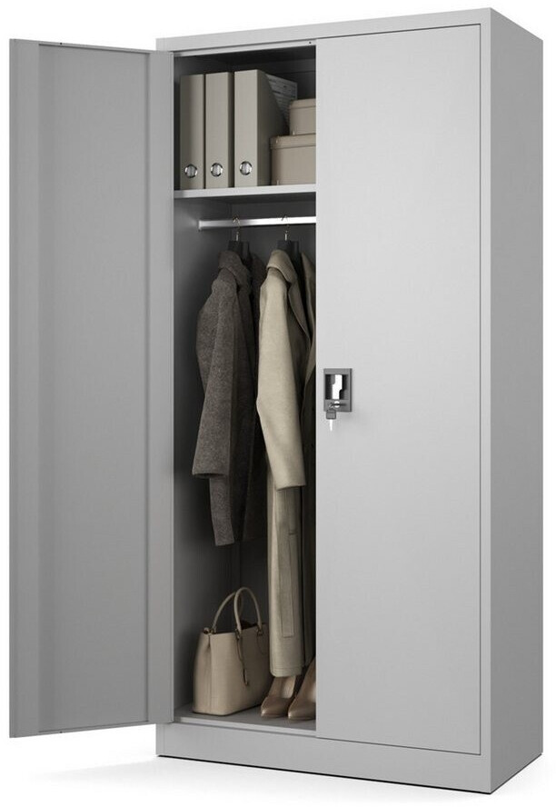 Muralo Mehrzweckschrank mit Kleiderstange, Metall, hellgrau, 90x45x185cm ab 199,99 € (Oktober 2026)