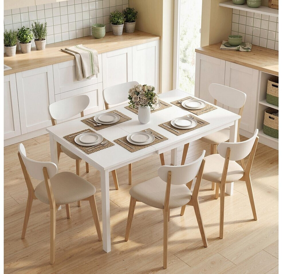 HomCom Ausziehbarer Esstisch weiß, Stahl, 80-120x70cm ab 136,90 € (Oktober 2026)