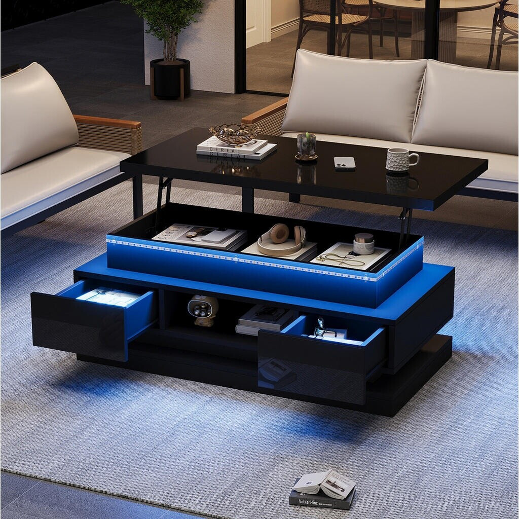 REDOM Couchtisch höhenverstellbar mit LED, USB-Anschluss & 2 Schubladen, schwarz (800001704969) ab 149,99 € (September 2026)