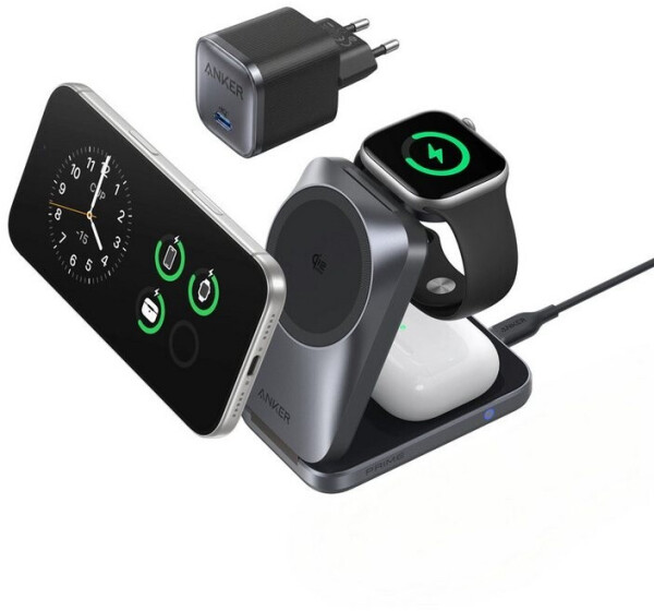 Anker Prime Kabellose Ladestation (3-in-1, MagGo, AirCool, Faltbar)