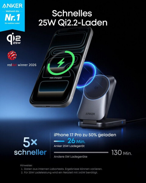 Anker Prime Kabellose Ladestation (3-in-1, MagGo, AirCool, Faltbar), Bild 2
