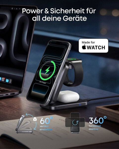 Anker Prime Kabellose Ladestation (3-in-1, MagGo, AirCool, Faltbar), Bild 7