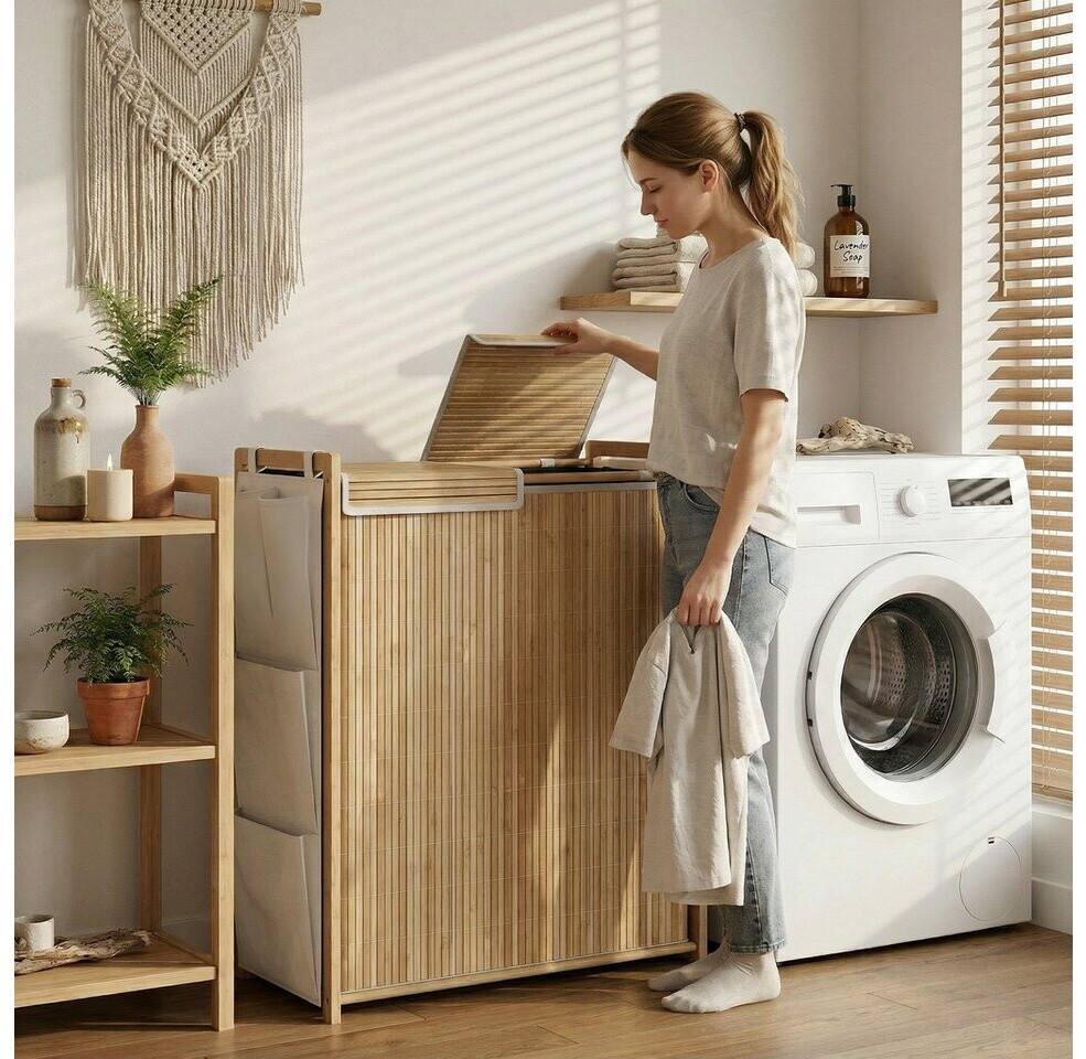 HomCom Wäschekorb mit Deckel und Griff, Bambus, 120l (850-383V00ND) ab 49,90 € (Oktober 2026)