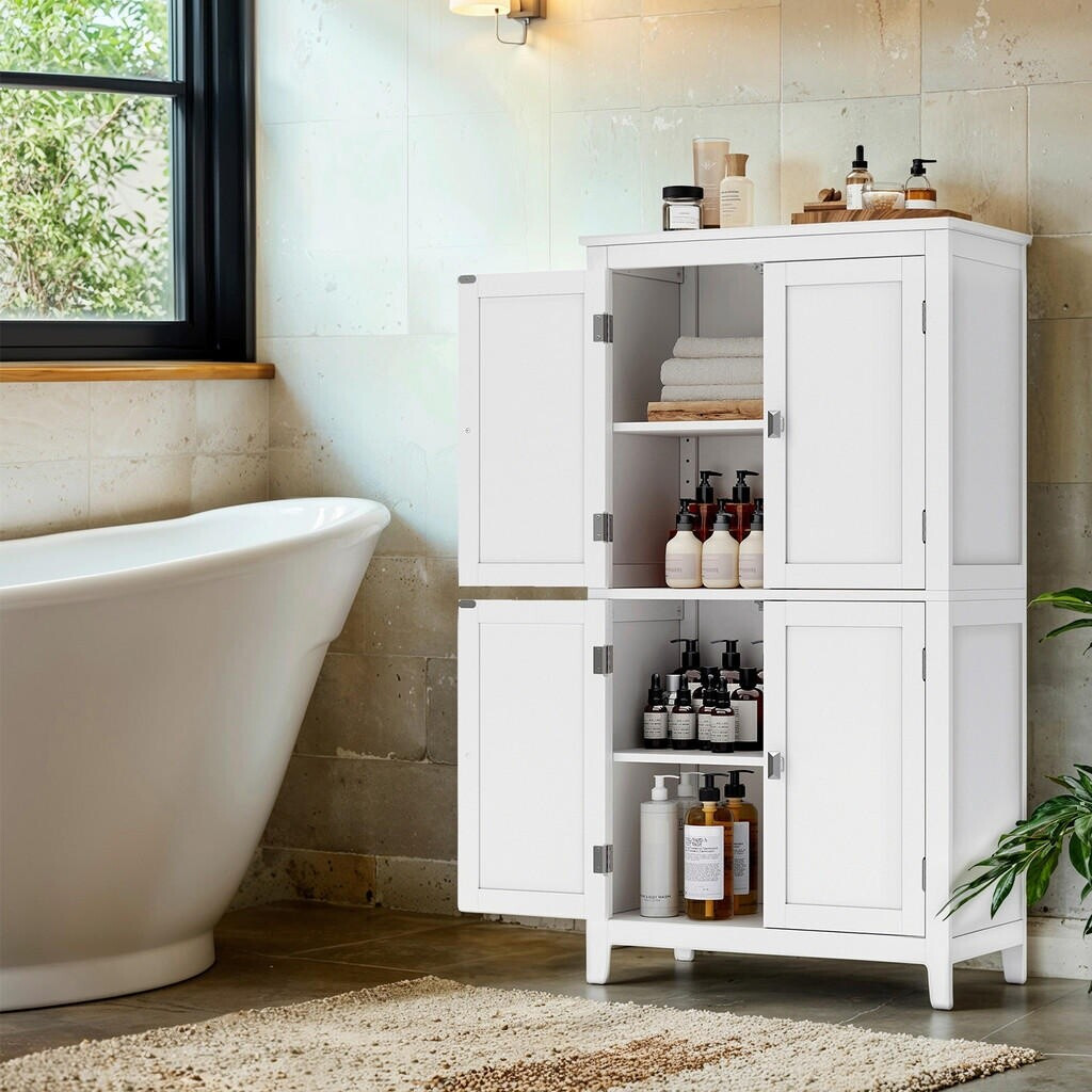 Vasagle Badschrank mit 4 Türen, verstellbare Ablagen, klassikweiß ab 71,90 € (Oktober 2026)