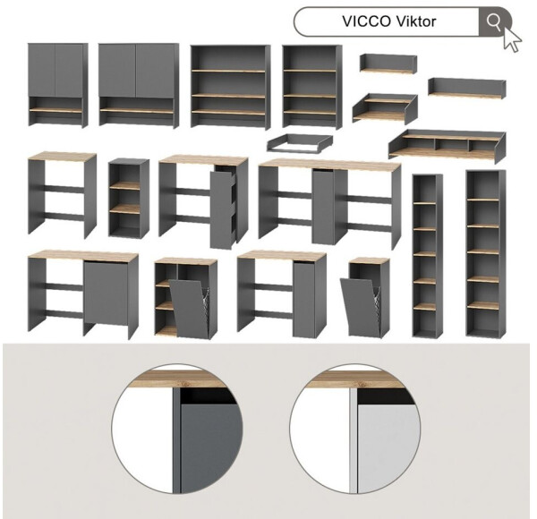 VICCO Viktor Waschmaschinenschrank weiß/Artisan-Eiche 159,8x88,2cm (60743), Bild 8