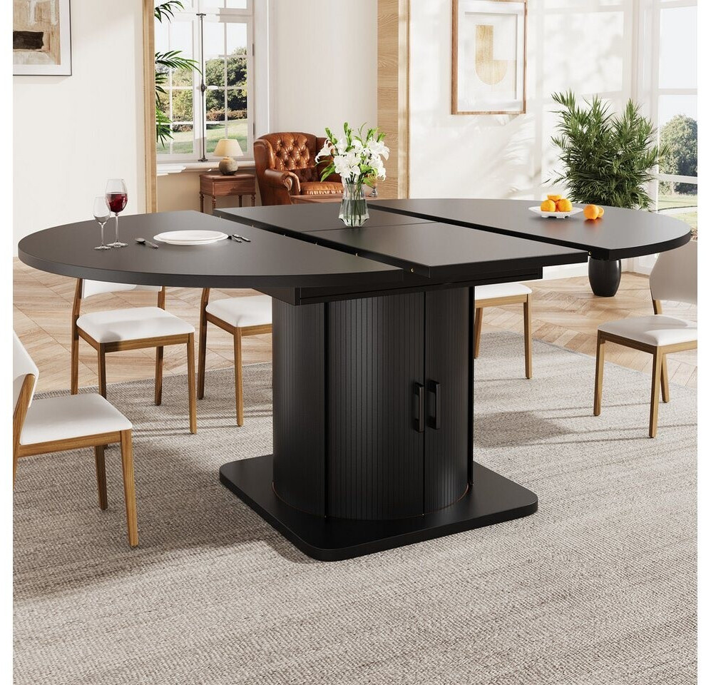 Stilvora Esstisch ausziehbar rund-oval, schwarz, mit Schubladen, 118-158cm ab 249,99 € (Oktober 2026)