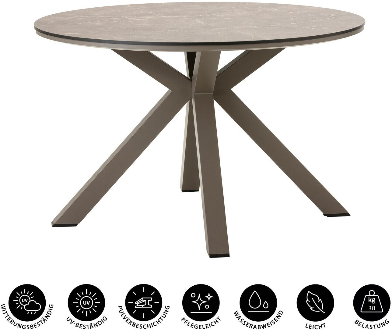 Dehner Marseille Gartentisch rund, Aluminium/Kunststoff, braun, Ø120cm (H75cm) ab 499,99 € (Oktober 2026)