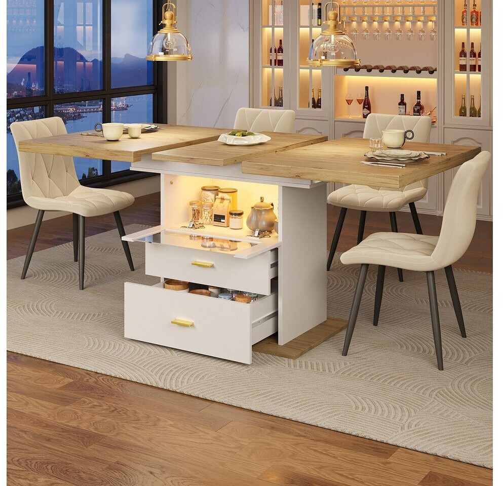 Stilvora Esstisch ausziehbar mit LED-Beleuchtung, App-Steuerung, Stauraum, 110-140cm ab 215,99 € (Oktober 2026)