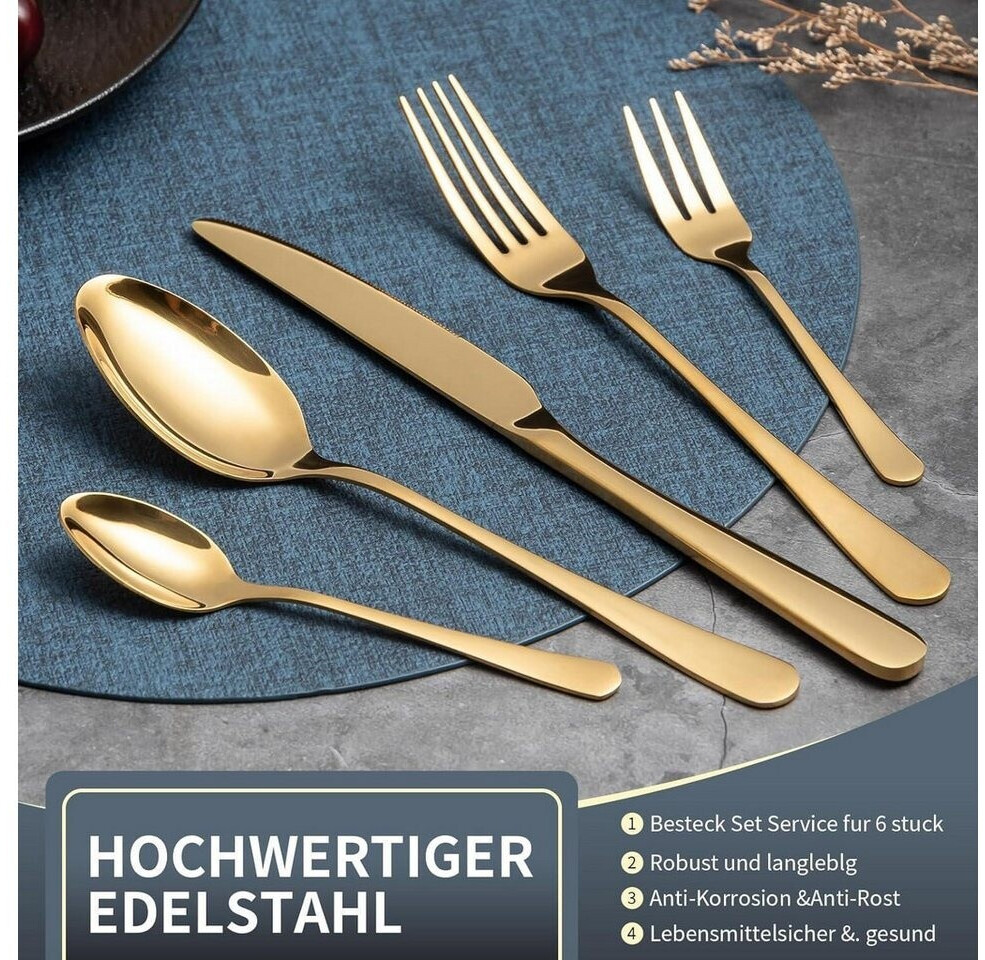 LuxusKollektion Besteck-Set 30-teilig, Edelstahl spiegelpoliert, gold, spülmaschinenfest ab 83,99 € (Oktober 2026)
