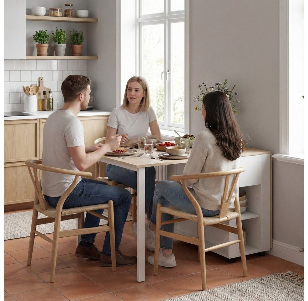 HomCom Klapptisch mit 2 Schubladen und 4 Ablagen, MDF, 85x73x168,2cm ab 184,72 € (Oktober 2026)