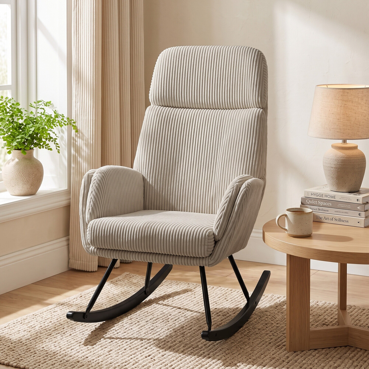 HomCom Schaukelstuhl Cordvelours, hohe Rückenlehne, beige (83B-934V00BG) ab 237,90 € (Oktober 2026)