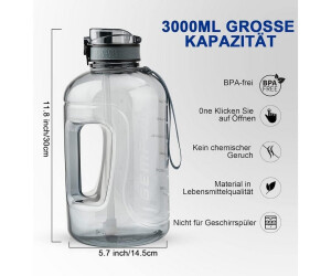 LuxusKollektion Sport-Trinkflasche 3L mit Zeitmarkierung, BPA-frei, grau ab 46,95 € (Oktober 2026)
