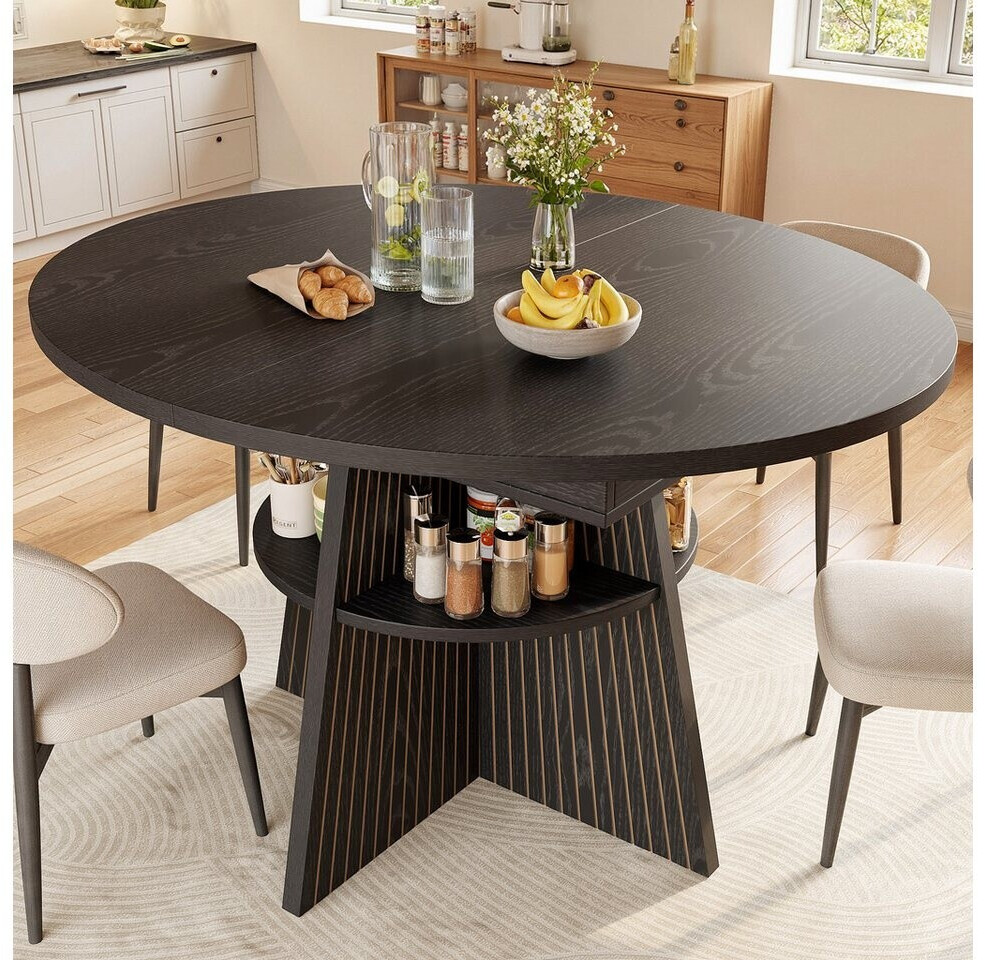Stilvora Ausziehbarer Esstisch oval, schwarz, Ablagefach, abgerundete Ecken ab 229,99 € (Oktober 2026)