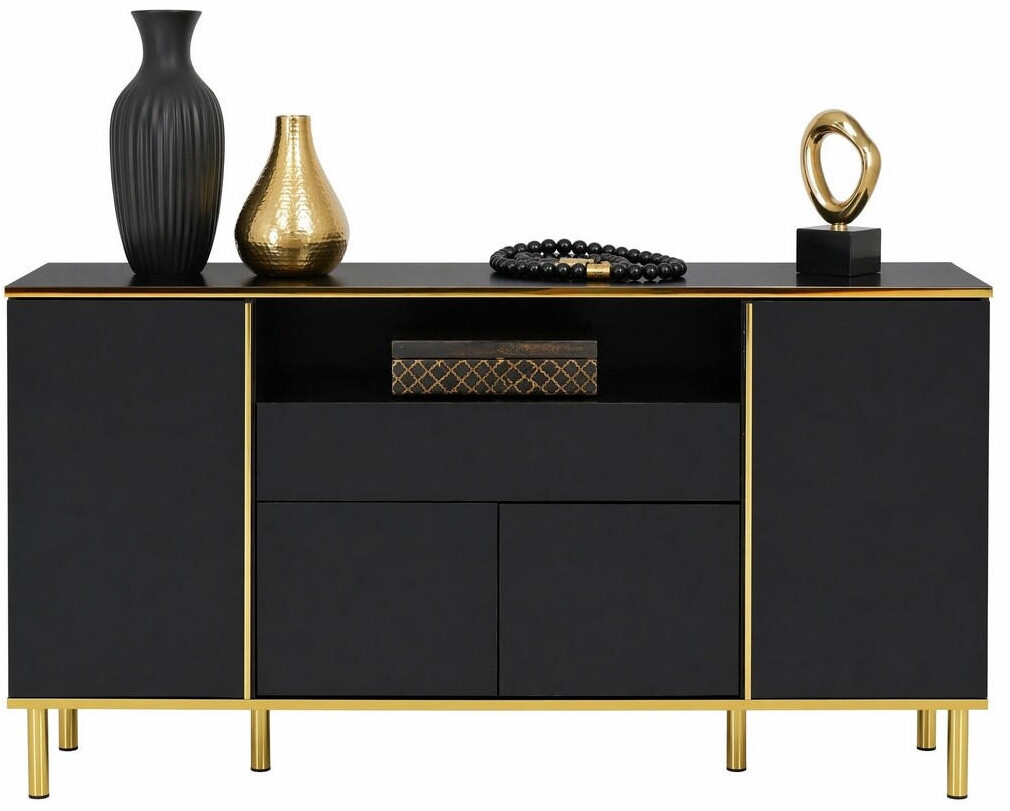 Stilvora Sideboard mit 4 Türen, 1 Schublade, LED, hochglanz schwarz, 150×40×80cm (QTEYBMY54CHXD4) ab 173,99 € (Oktober 2026)