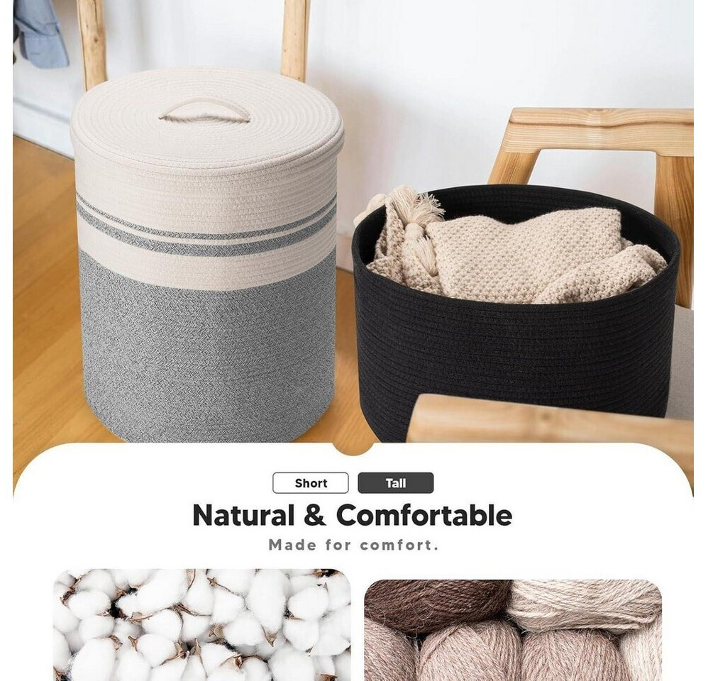 LuxusKollektion Wäschekorb mit Deckel, geflochten, faltbar, 32l, schwarz (40x25cm) ab 66,99 € (Oktober 2026)
