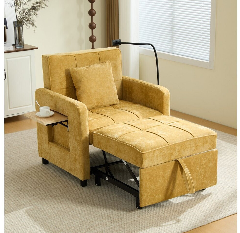 Stilvora Schlafsessel 2-in-1 mit Stauraum und Tablett, Chenille, senfgelb (KABDBD8VRDKLBF) ab 265,99 € (Oktober 2026)
