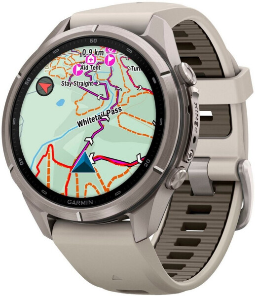 Garmin fenix® 9 Pro 43mm Titan mit Silikon-Armband Nebelgrau/Dunkler Sandstein LTE