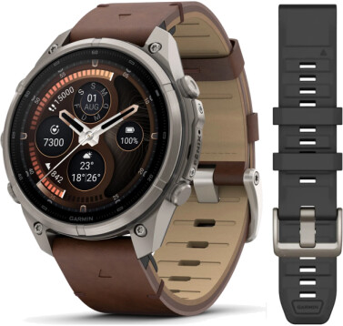 Garmin fenix® 9 Pro 47mm Titan mit Leder-Armband Walnuss LTE
