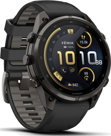 Garmin fenix® 9 Pro 47mm Carbongrau DLC Titan mit Silikon-Armband Schwarz/Kieselgrau LTE