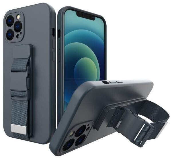 Hurtel Rope Case Gelhülle mit Kette & Trageband für iPhone 13 Pro Max, marineblau