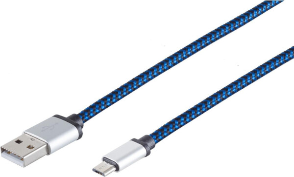 Shiverpeaks USB 2.0 Kabel USB-A auf Micro-USB-B Nylon blau 2m (14-50023)