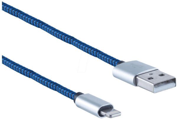 Shiverpeaks Lightning-Kabel USB-A auf Lightning, Nylon, blau, 0,3m (BS14-50016)