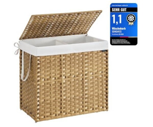 Songmics Wäschekorb schmal, 160L, synthetisches Rattan, 2 Fächer, faltbar ab 49,99 € (Oktober 2026)